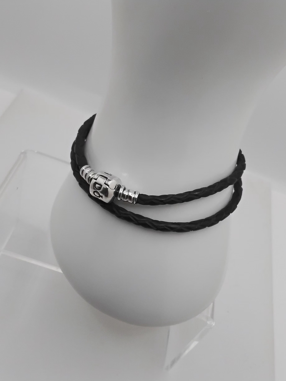 Authentic Pandora Black Leather Double-Wrap Bracelet - EUC - Picture 8 of 10
